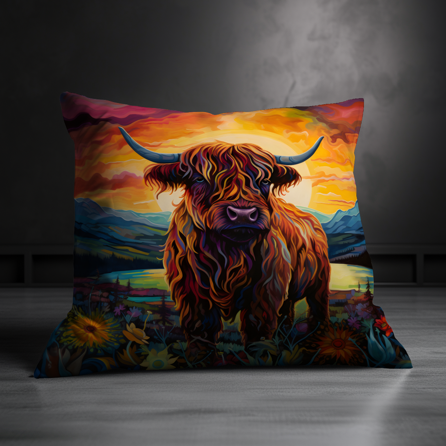 Highland Cow Hand Made Poly Linen Cushions