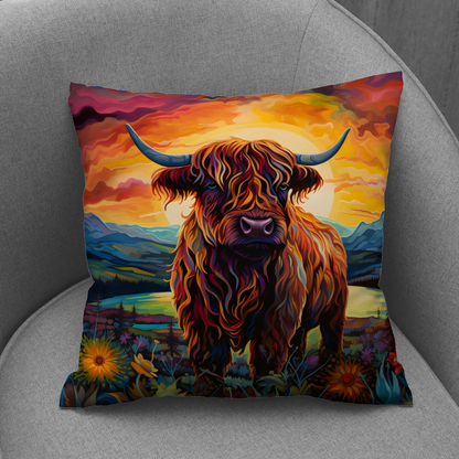 Highland Cow Hand Made Poly Linen Cushions