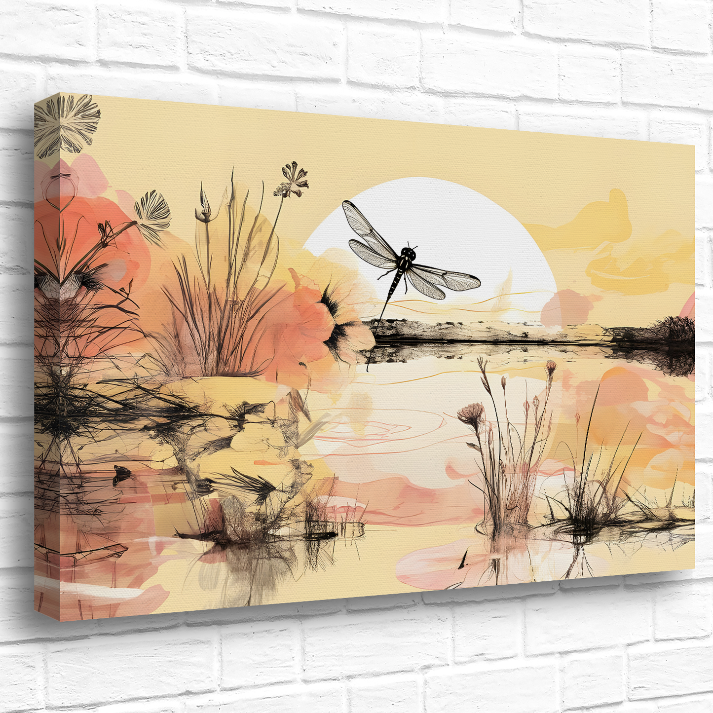 Dragonfly Reflections  Deluxe Box Landscape Canvas Prints