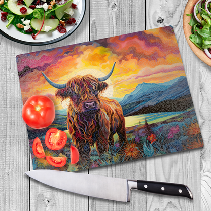 Highland Cow Textured Glass Chopping Boards