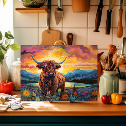 Highland Cow Textured Glass Chopping Boards