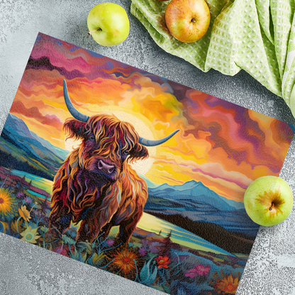 Highland Cow Textured Glass Chopping Boards