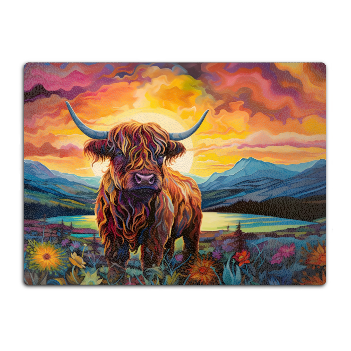 Highland Cow Textured Glass Chopping Boards