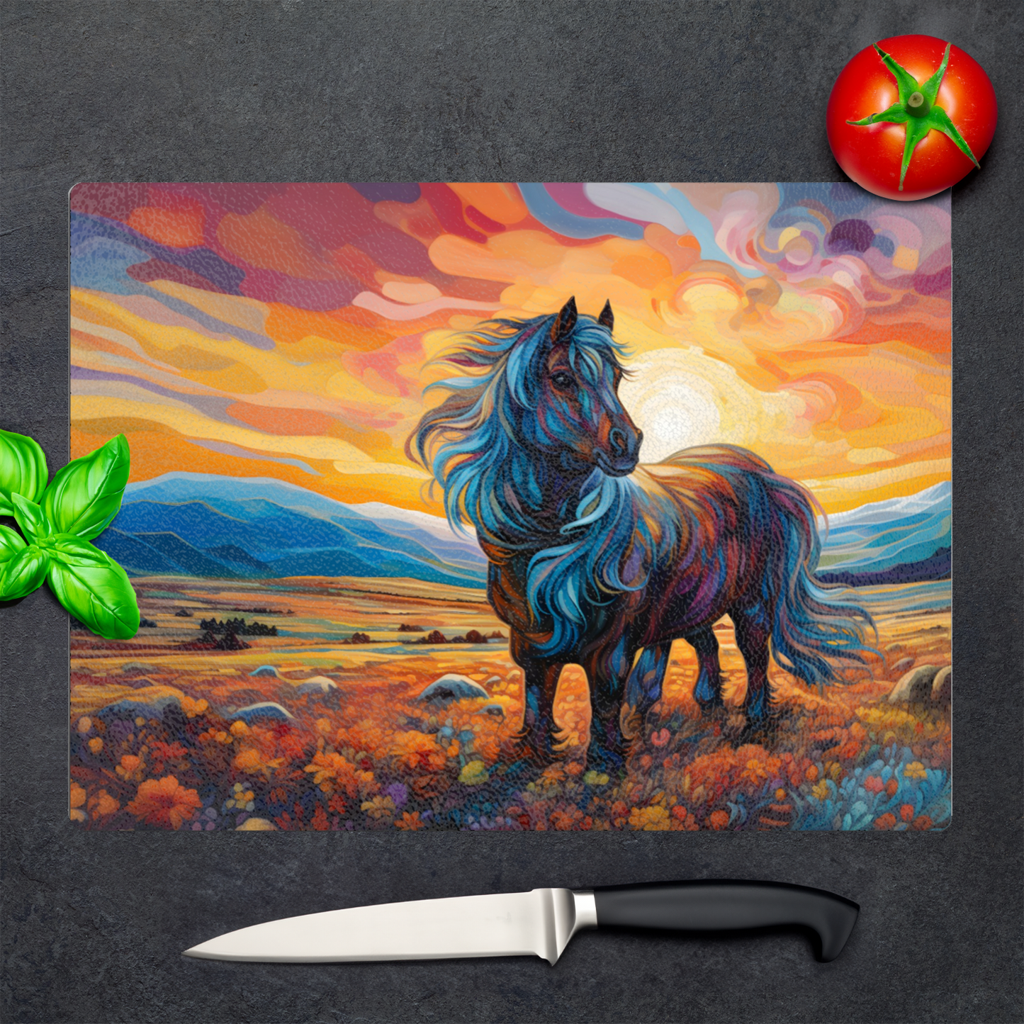 Shetland Pony Textured Glass Chopping Boards