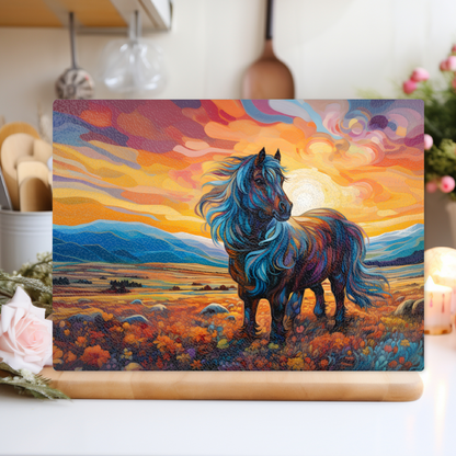 Shetland Pony Textured Glass Chopping Boards