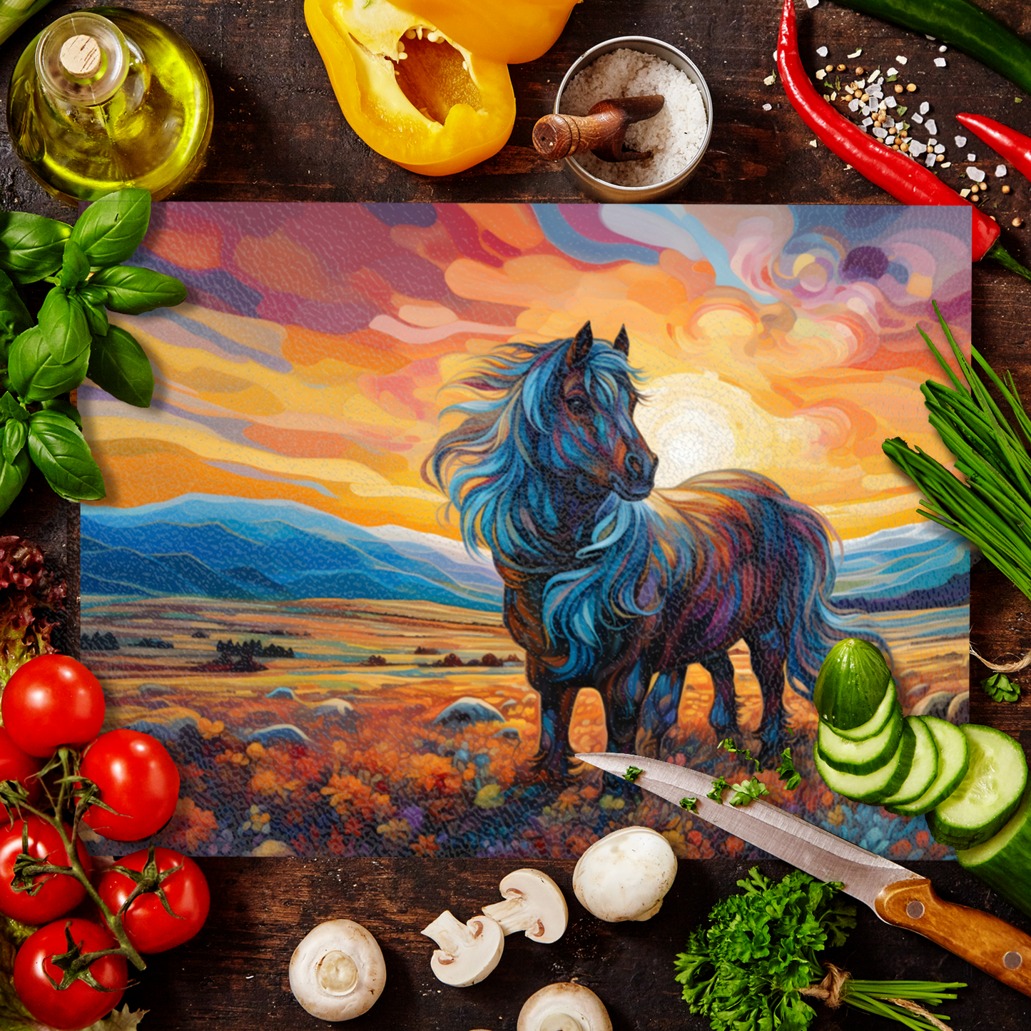 Shetland Pony Textured Glass Chopping Boards