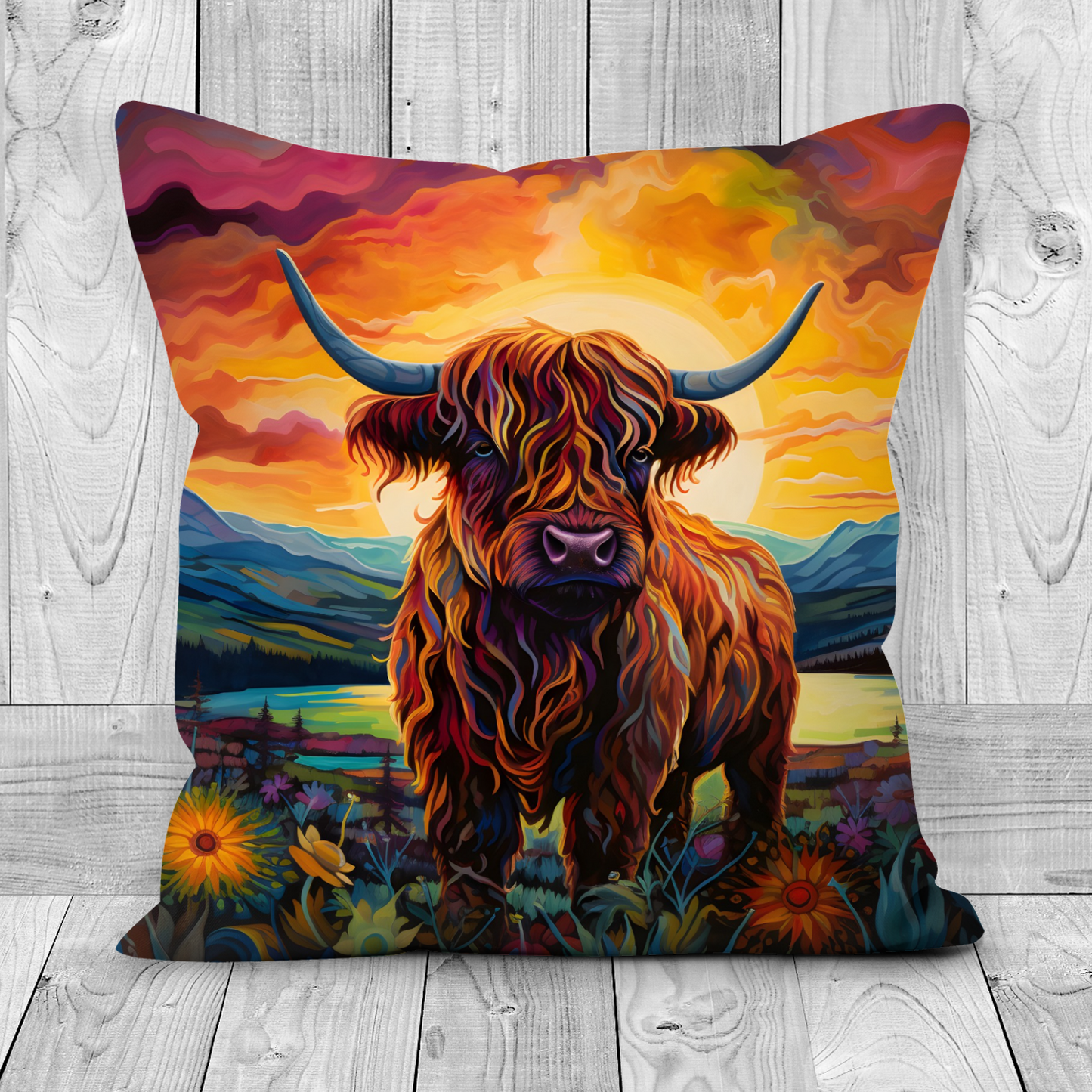 Highland Cow Hand Made Poly Linen Cushions