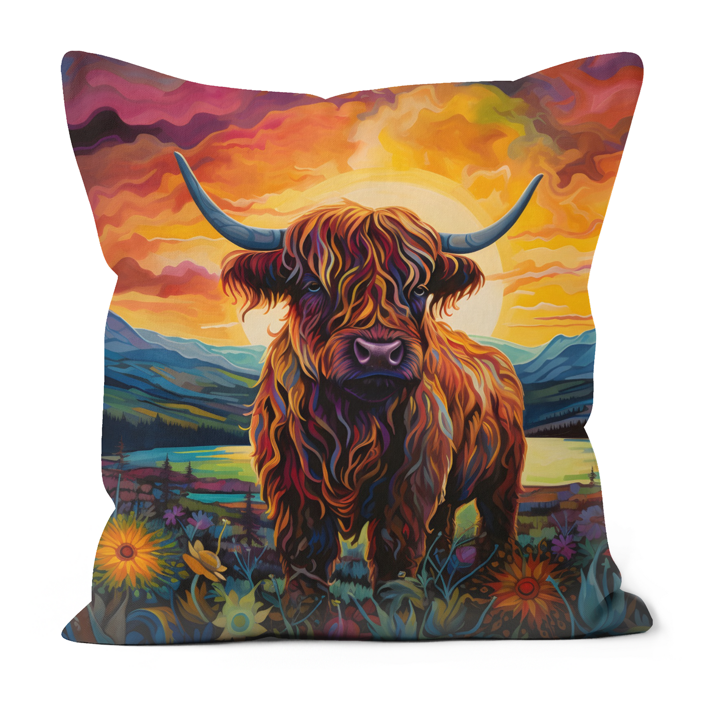 Highland Cow Hand Made Poly Linen Cushions