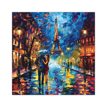 Midnight Promenade in Paris Deluxe Box Square Canvas Print