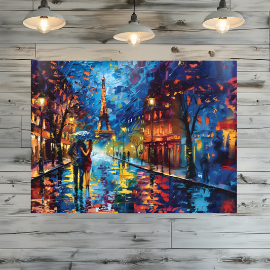 Midnight Promenade in Paris Premium Landscape Aluminum Prints