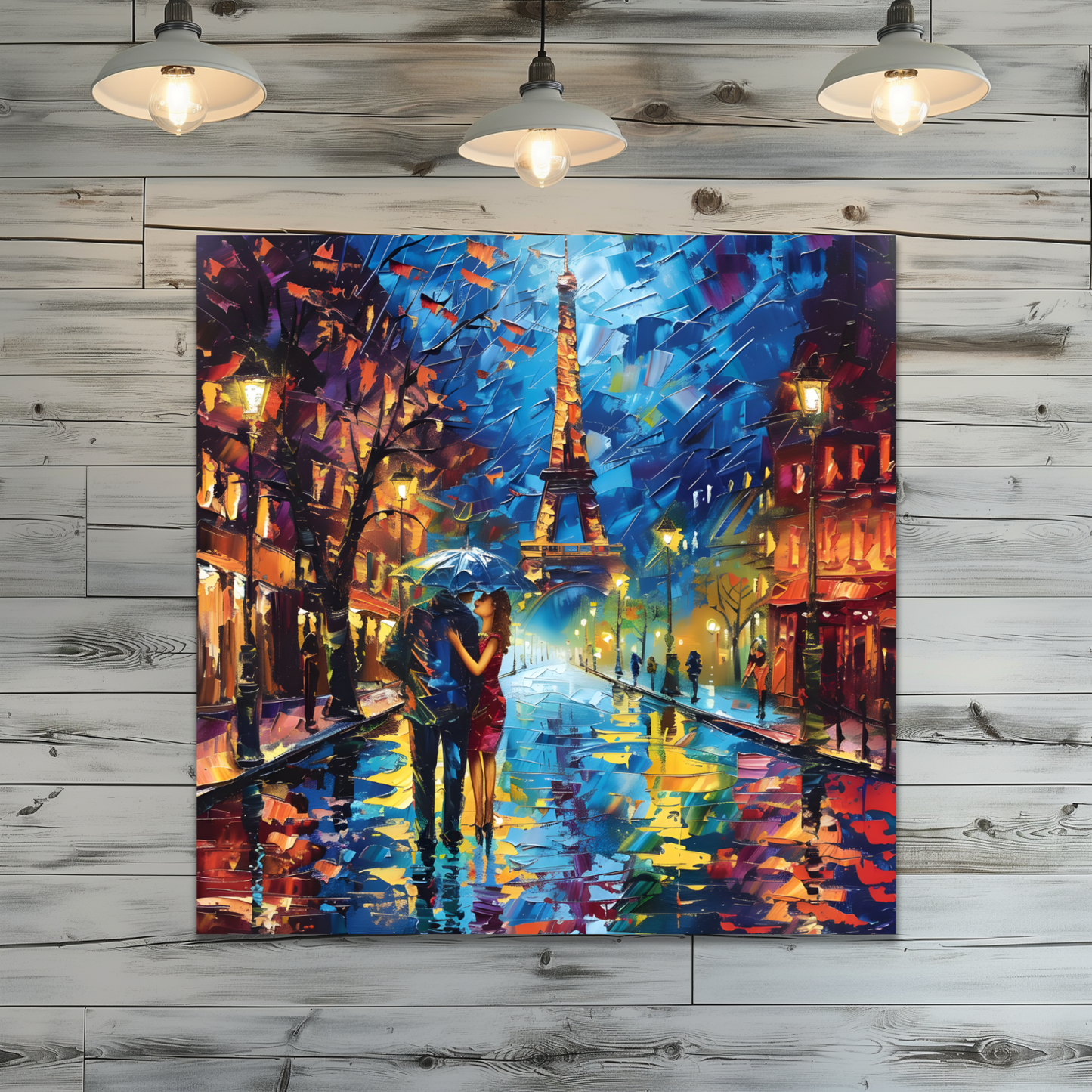 Midnight Promenade in Paris Premium Square Aluminum Prints