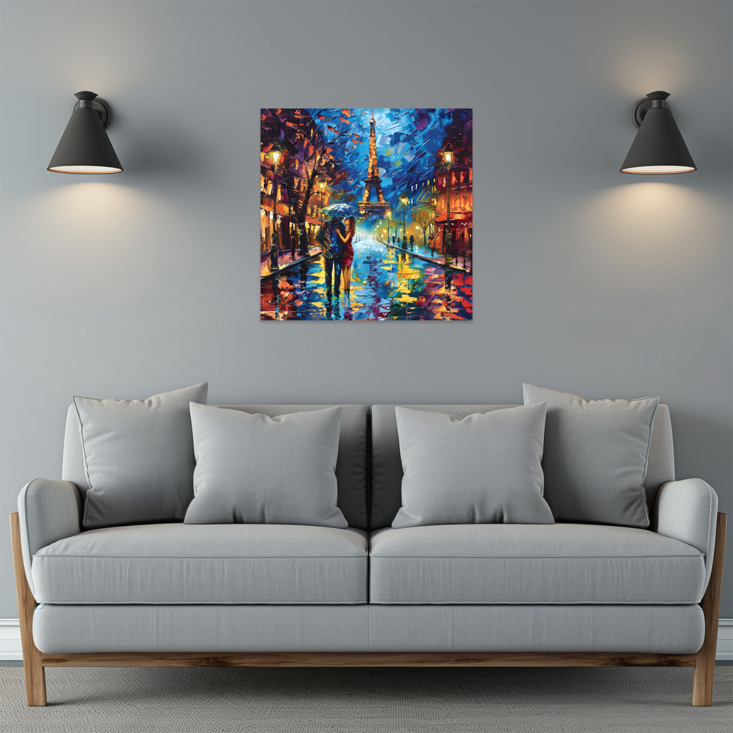 Midnight Promenade in Paris Premium Square Aluminum Prints