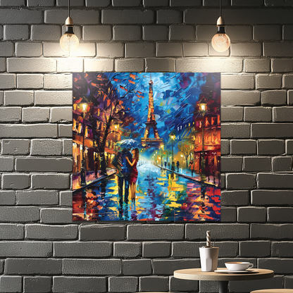 Midnight Promenade in Paris Premium Square Aluminum Prints