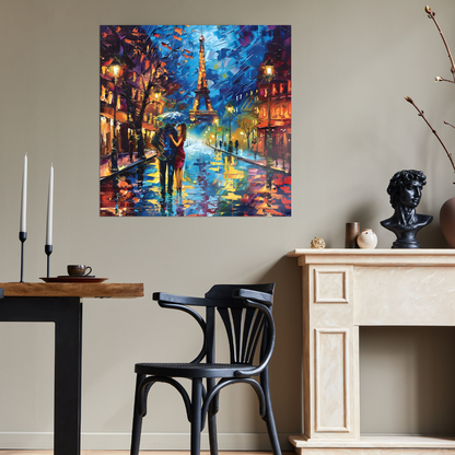 Midnight Promenade in Paris Premium Square Aluminum Prints