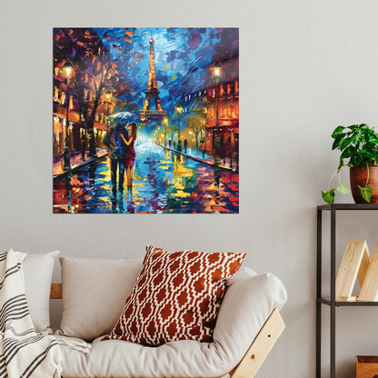 Midnight Promenade in Paris Premium Square Aluminum Prints