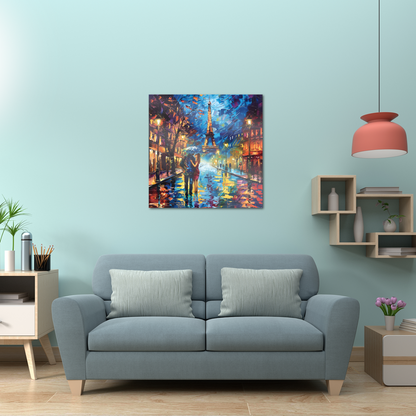 Midnight Promenade in Paris Premium Square Aluminum Prints