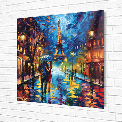 Midnight Promenade in Paris Premium Square Aluminum Prints