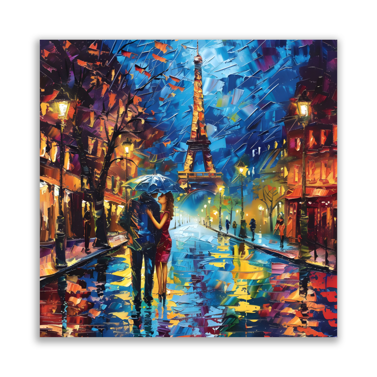 Midnight Promenade in Paris Premium Square Aluminum Prints