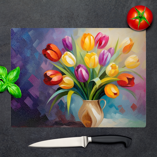 Kaleidoscope of Elegance Textured Glass Chopping Boards