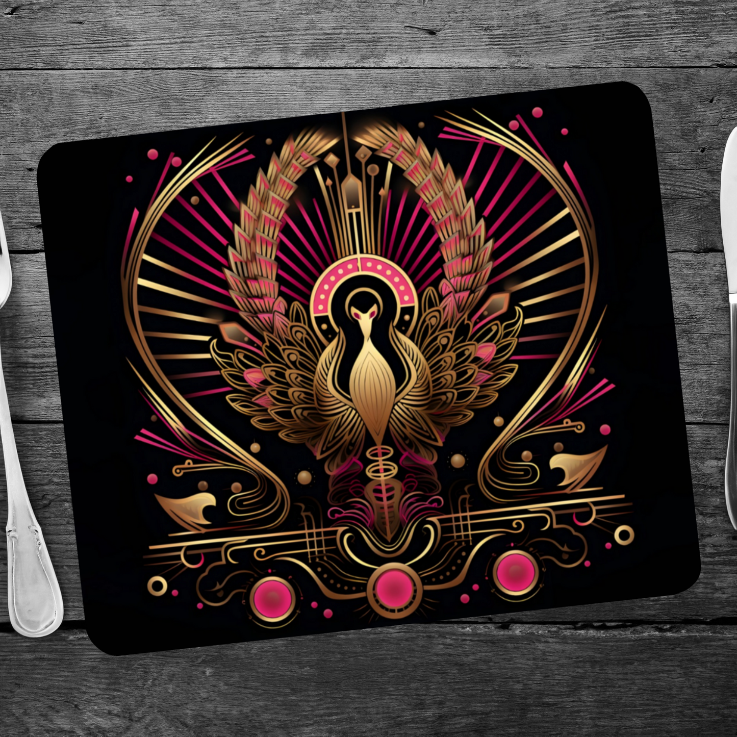 Celestial Aviary Art Deco Design 1 Wooden Placemat