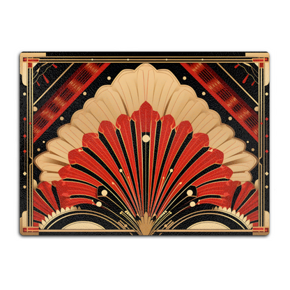 Deco Elegance In Red Art Deco Textured Glass Chopping Boards