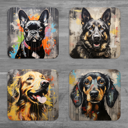 Canine Chromatics Set Of 4 PU Leather Coasters