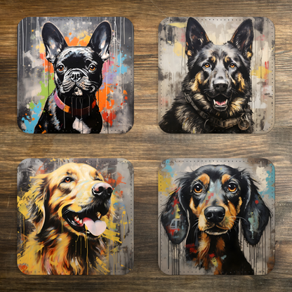 Canine Chromatics Set Of 4 PU Leather Coasters