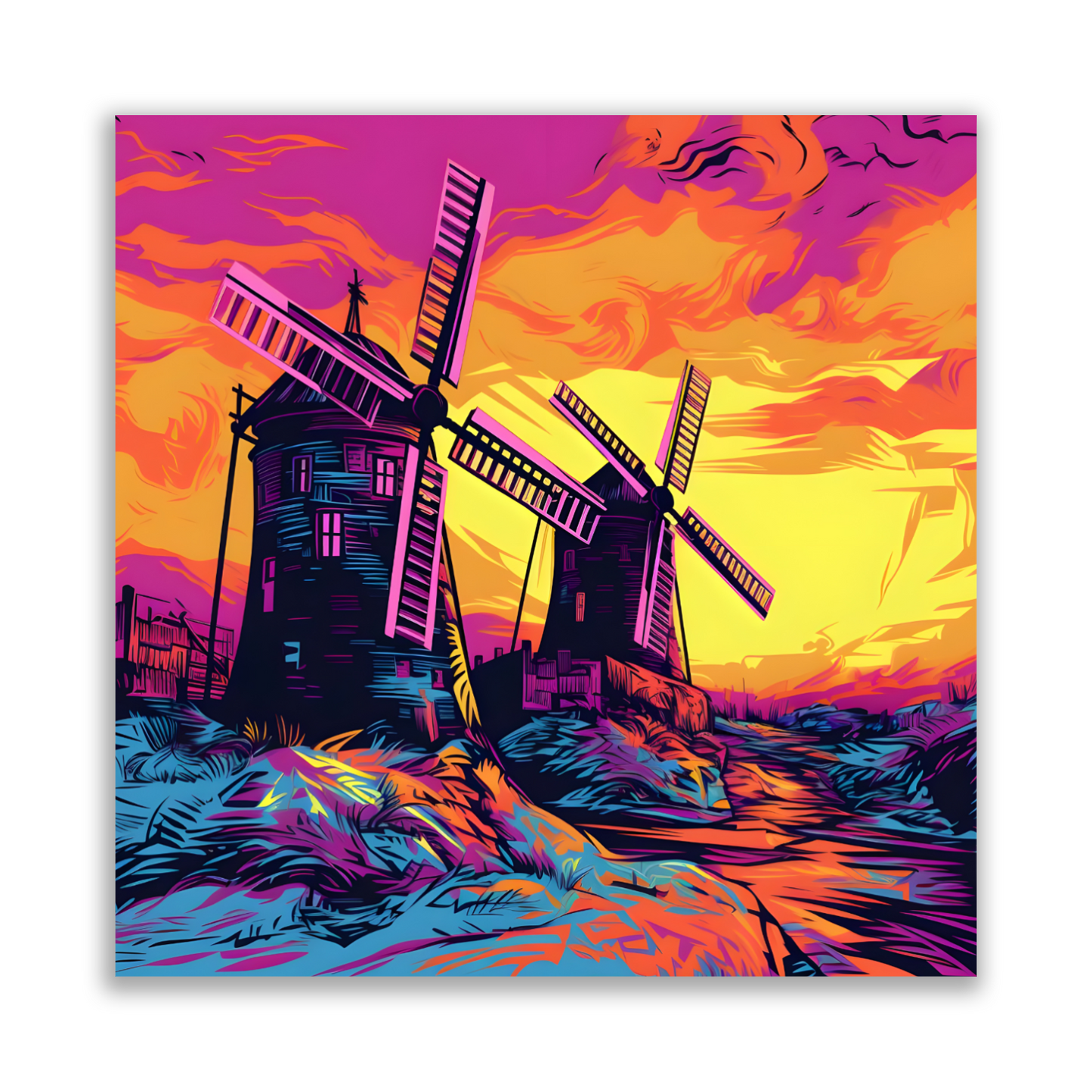 Windmill Whispers Premium Square Aluminum Prints