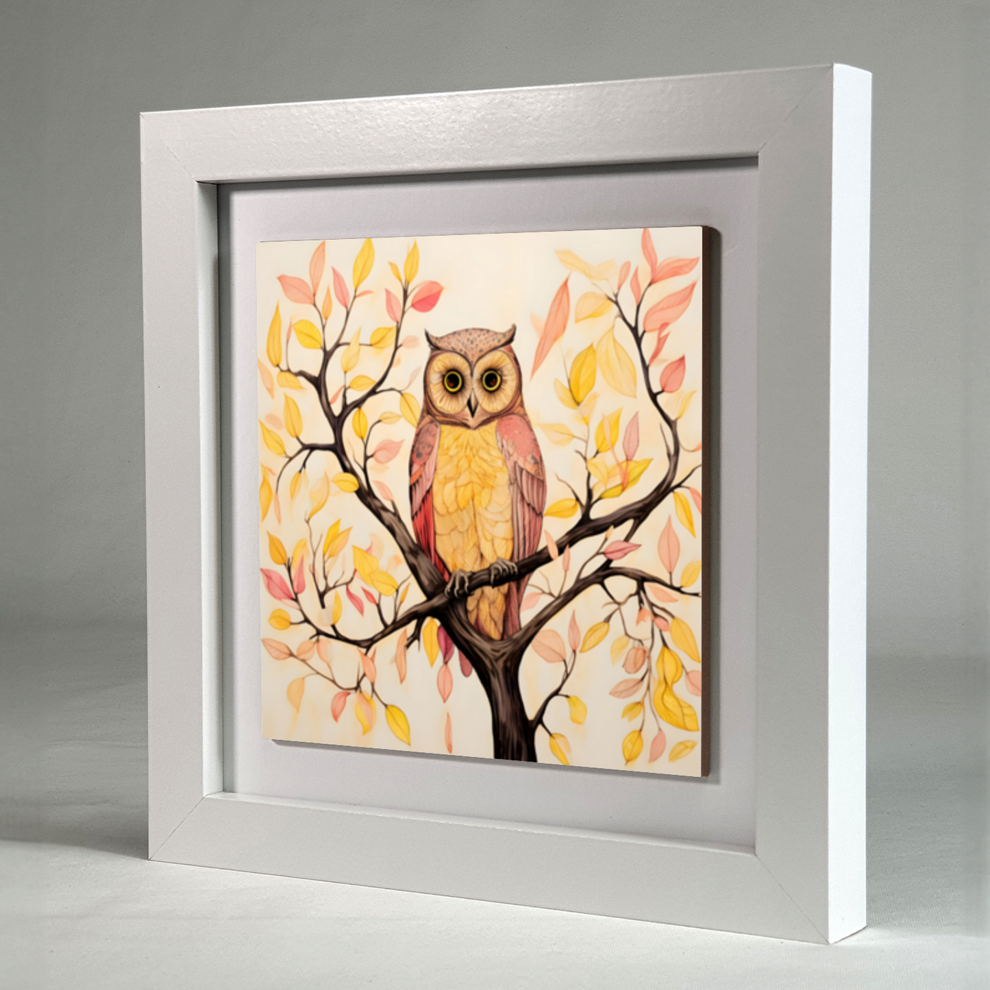 Owls Perch Framed Ceramic Art Tile