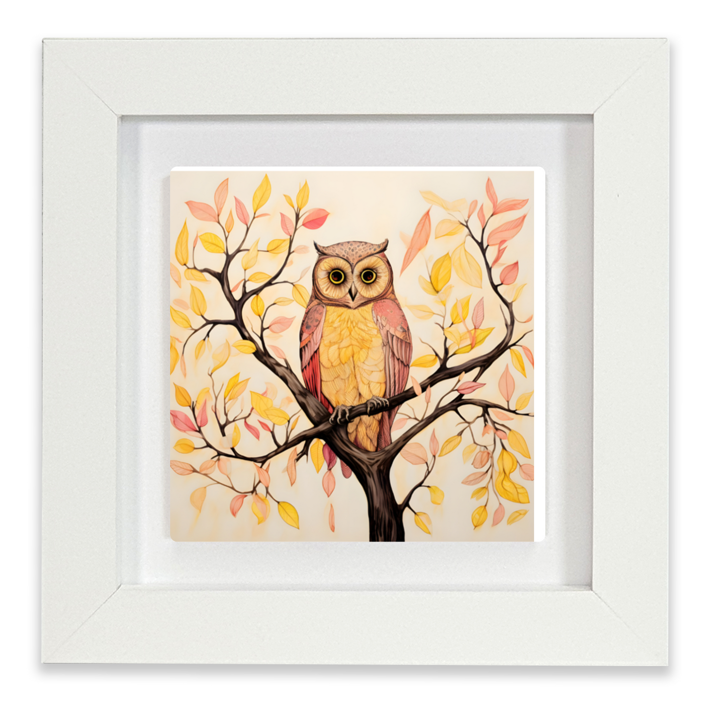 Owls Perch Framed Ceramic Art Tile