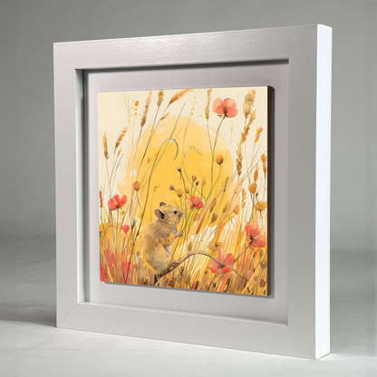 Meadow Mouse Framed Ceramic Art Tile