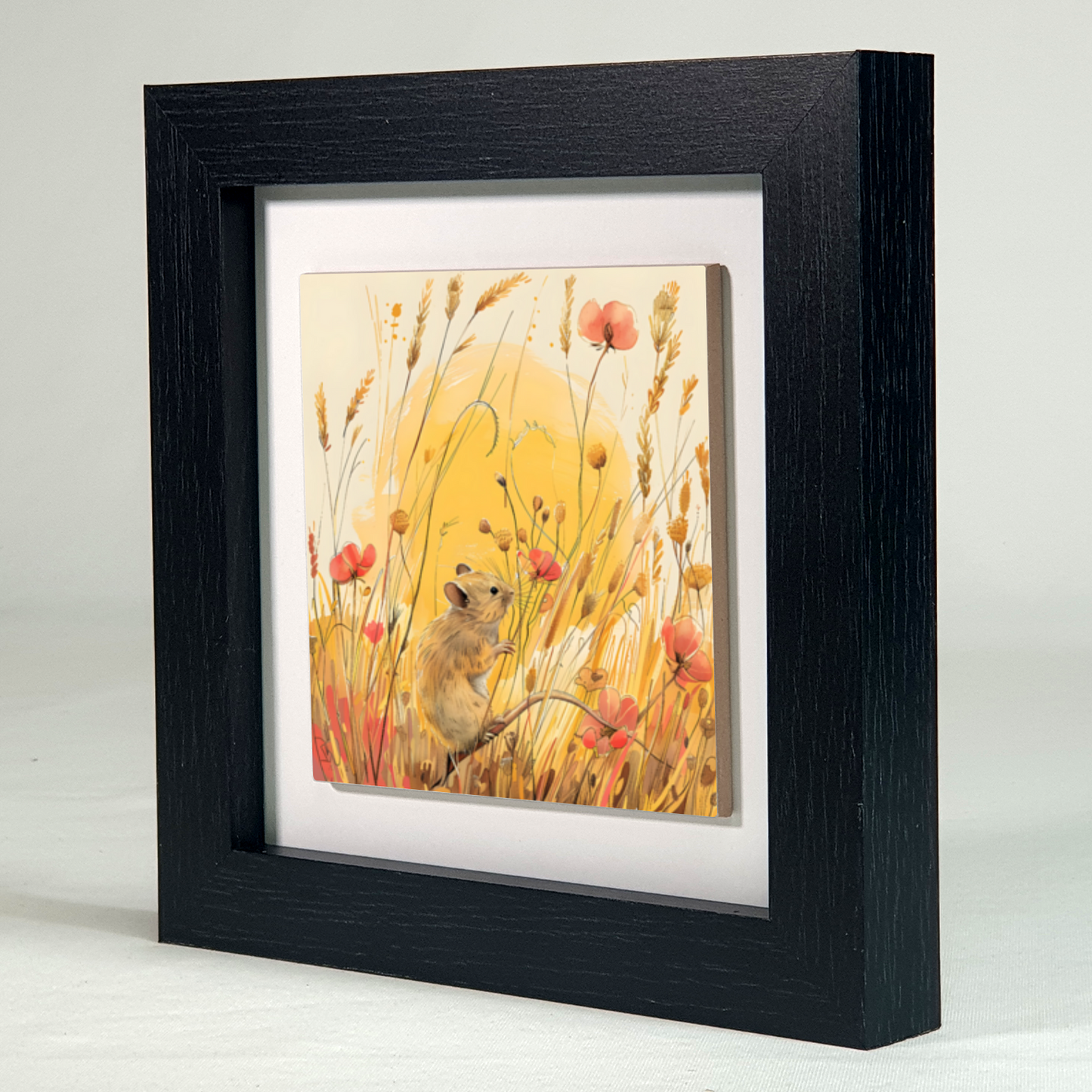 Meadow Mouse Framed Ceramic Art Tile