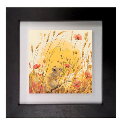 Meadow Mouse Framed Ceramic Art Tile