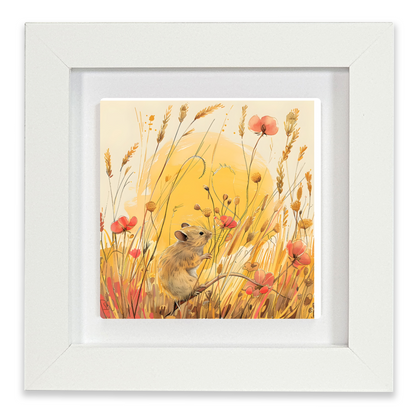 Meadow Mouse Framed Ceramic Art Tile