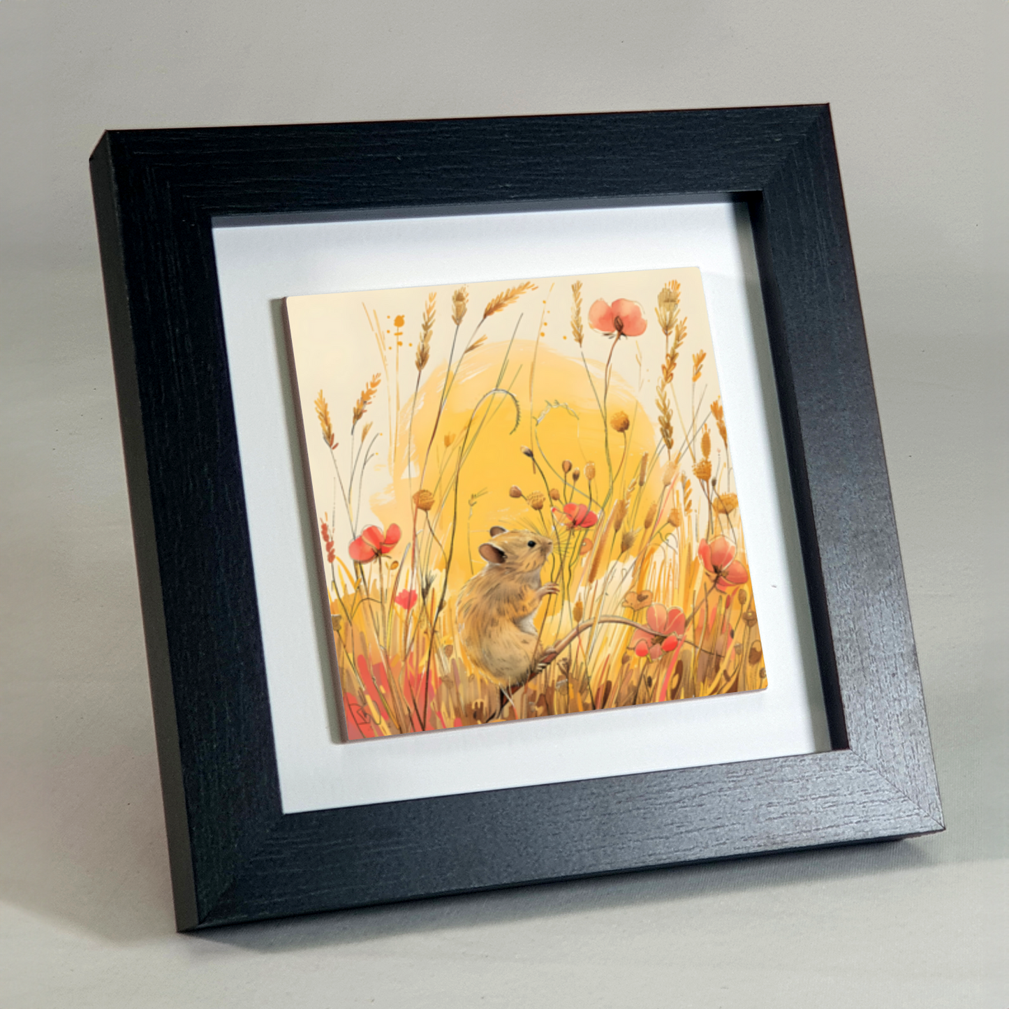 Meadow Mouse Framed Ceramic Art Tile