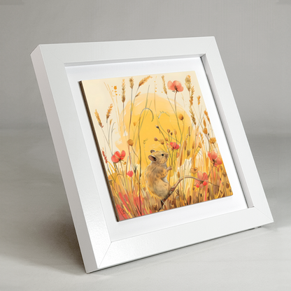 Meadow Mouse Framed Ceramic Art Tile