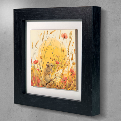 Meadow Mouse Framed Ceramic Art Tile