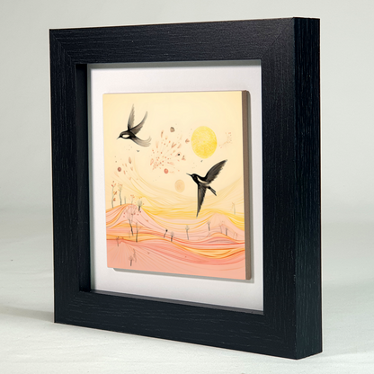 Harmony Of Swifts Framed Ceramic Art Tile