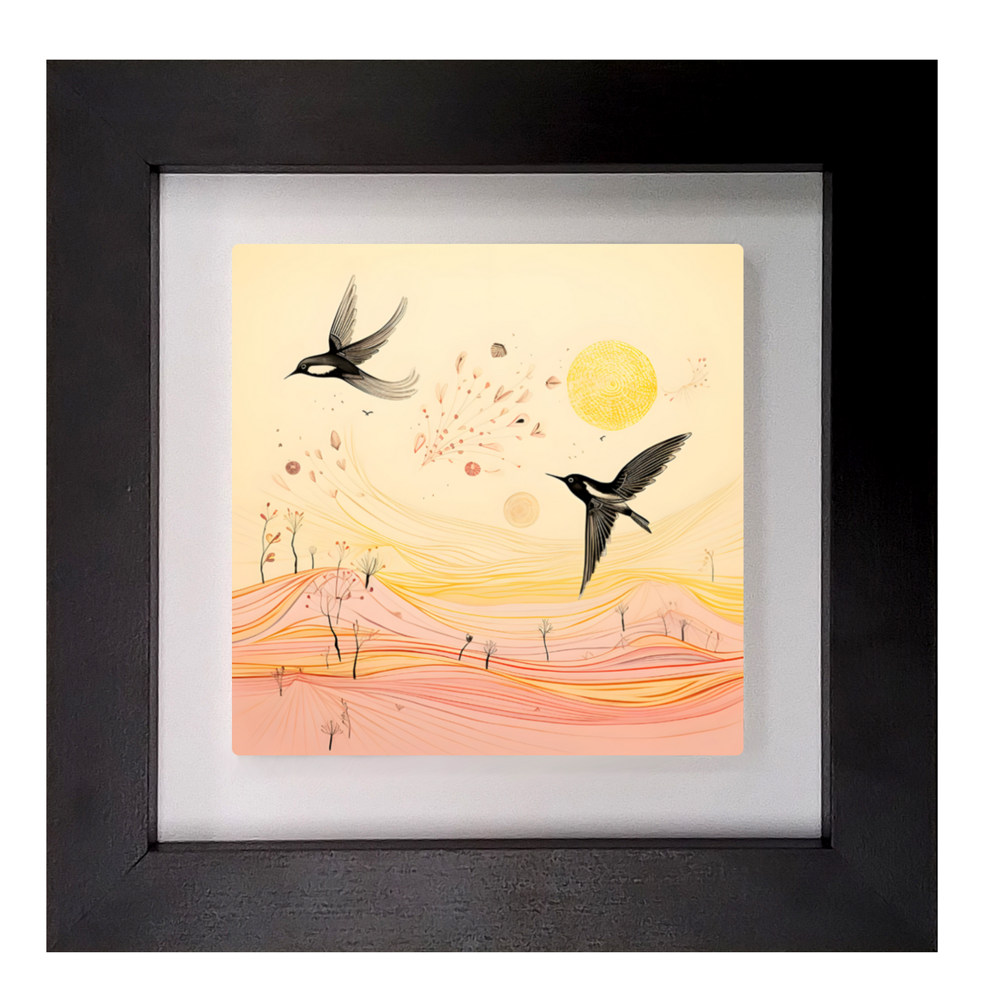 Harmony Of Swifts Framed Ceramic Art Tile