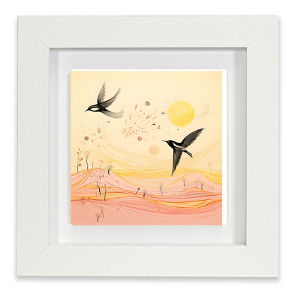 Harmony Of Swifts Framed Ceramic Art Tile