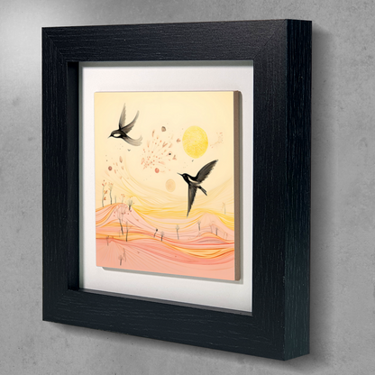 Harmony Of Swifts Framed Ceramic Art Tile