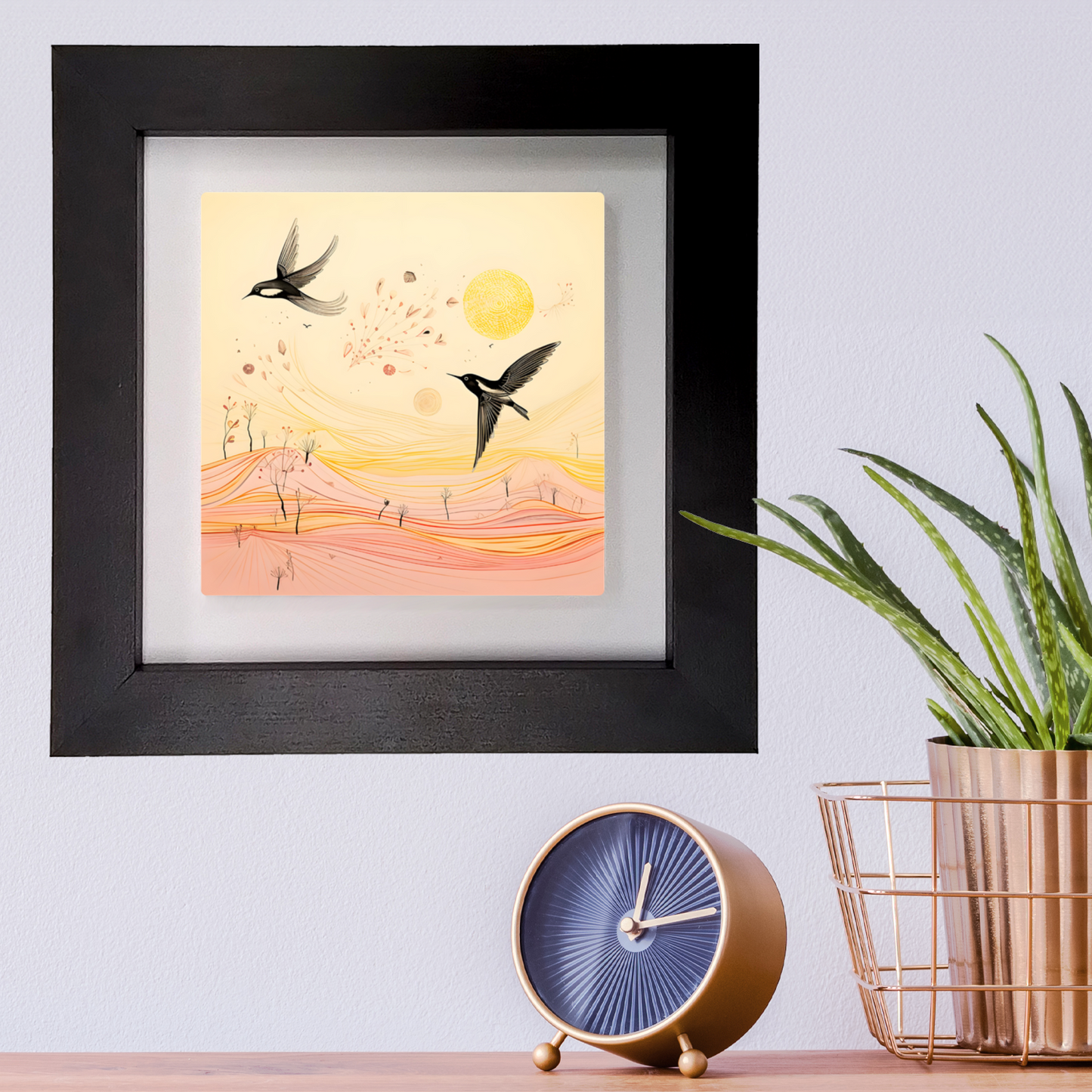 Harmony Of Swifts Framed Ceramic Art Tile