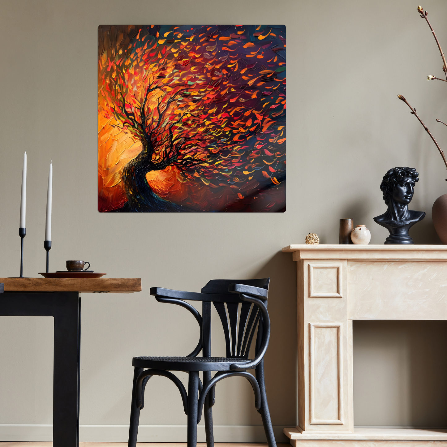 Tree of Life Fiery Elegance Premium Square Aluminum Prints