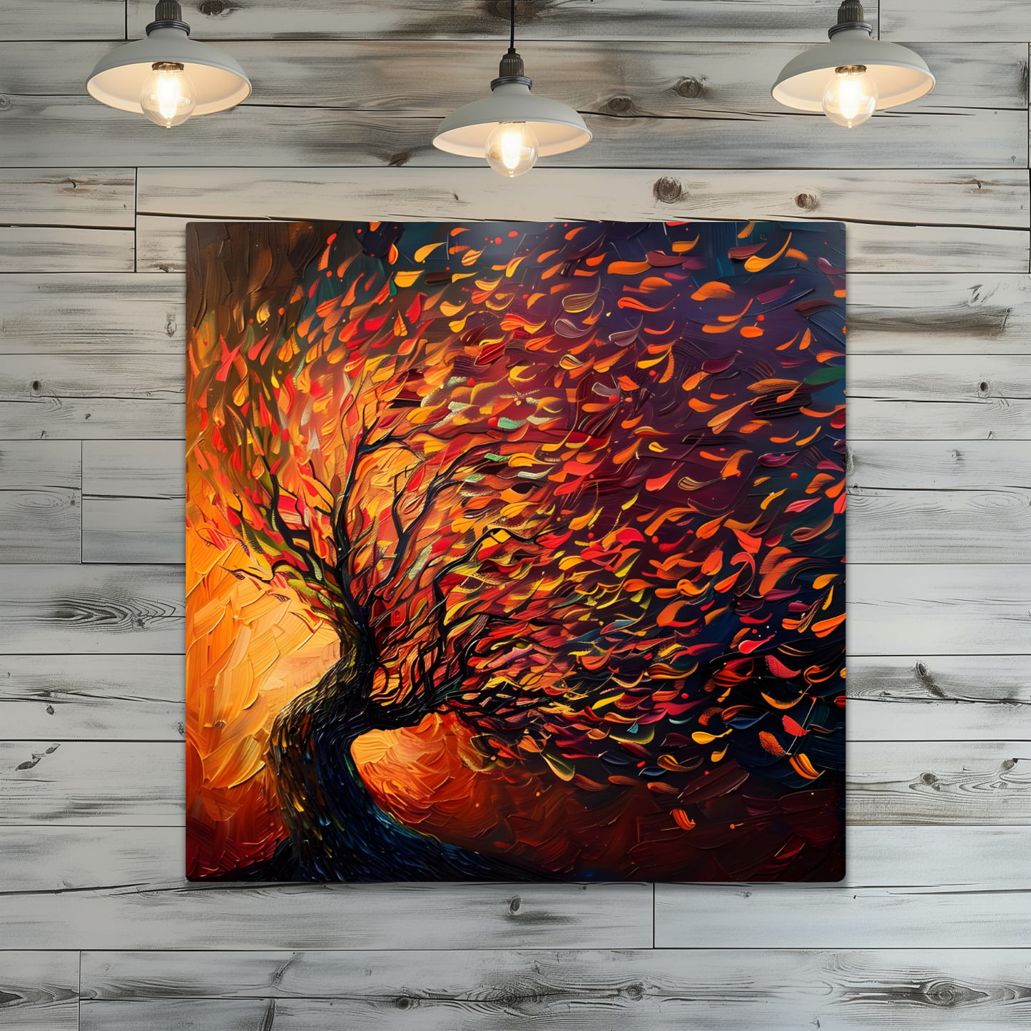 Tree of Life Fiery Elegance Premium Square Aluminum Prints