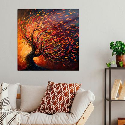 Tree of Life Fiery Elegance Premium Square Aluminum Prints