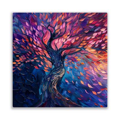 Tree of Life Autumn Glow Premium Square Aluminum Prints