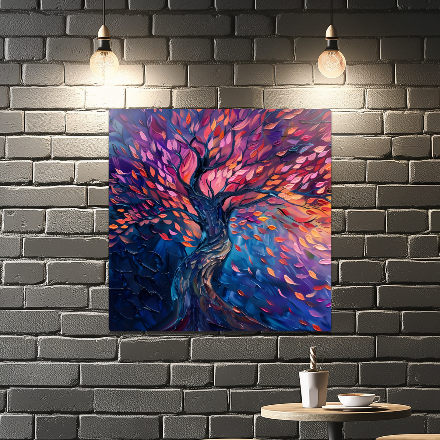 Tree of Life Autumn Glow Premium Square Aluminum Prints