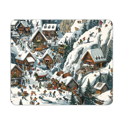 Snowy Mountain Village Wooden Placemat