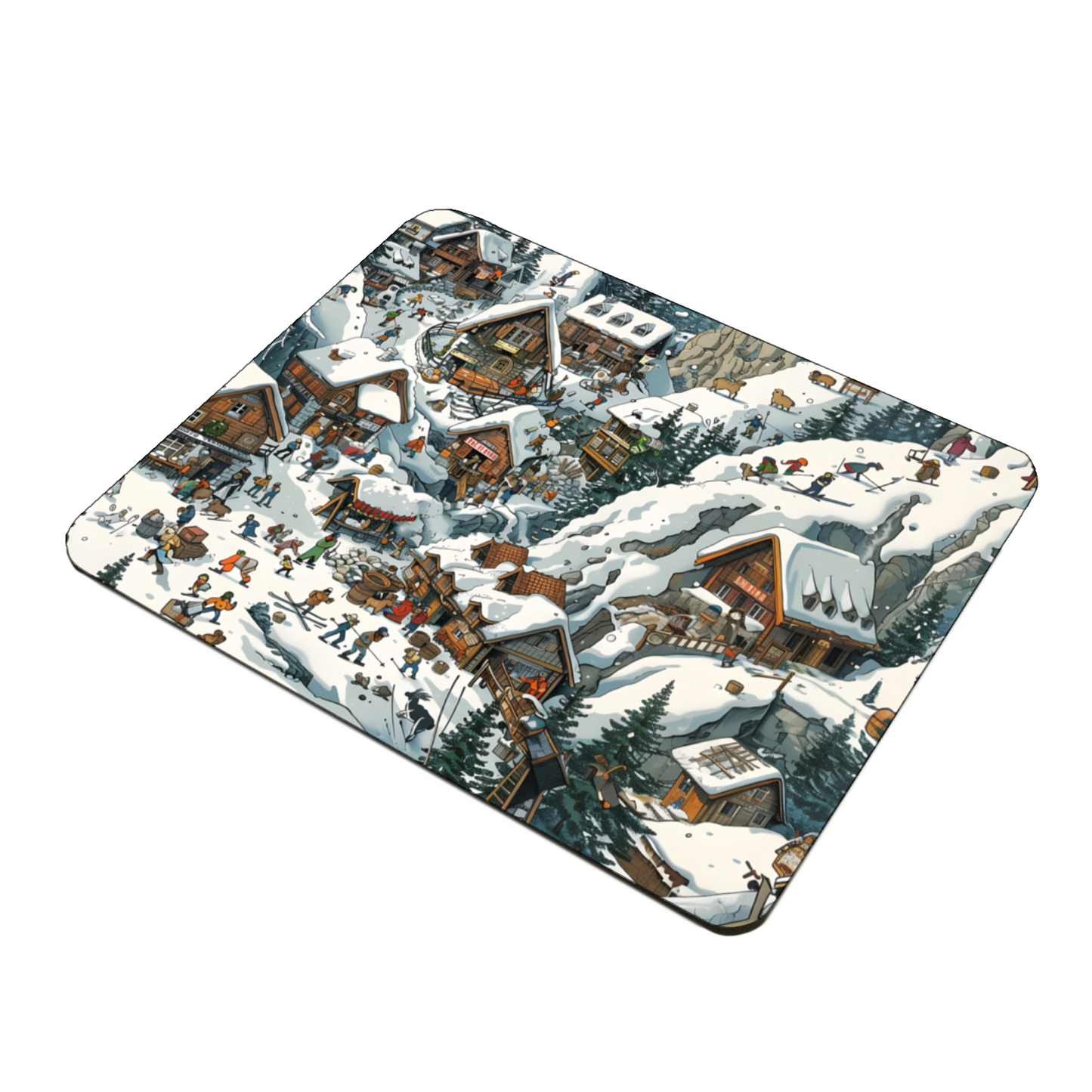 Snowy Mountain Village Wooden Placemat