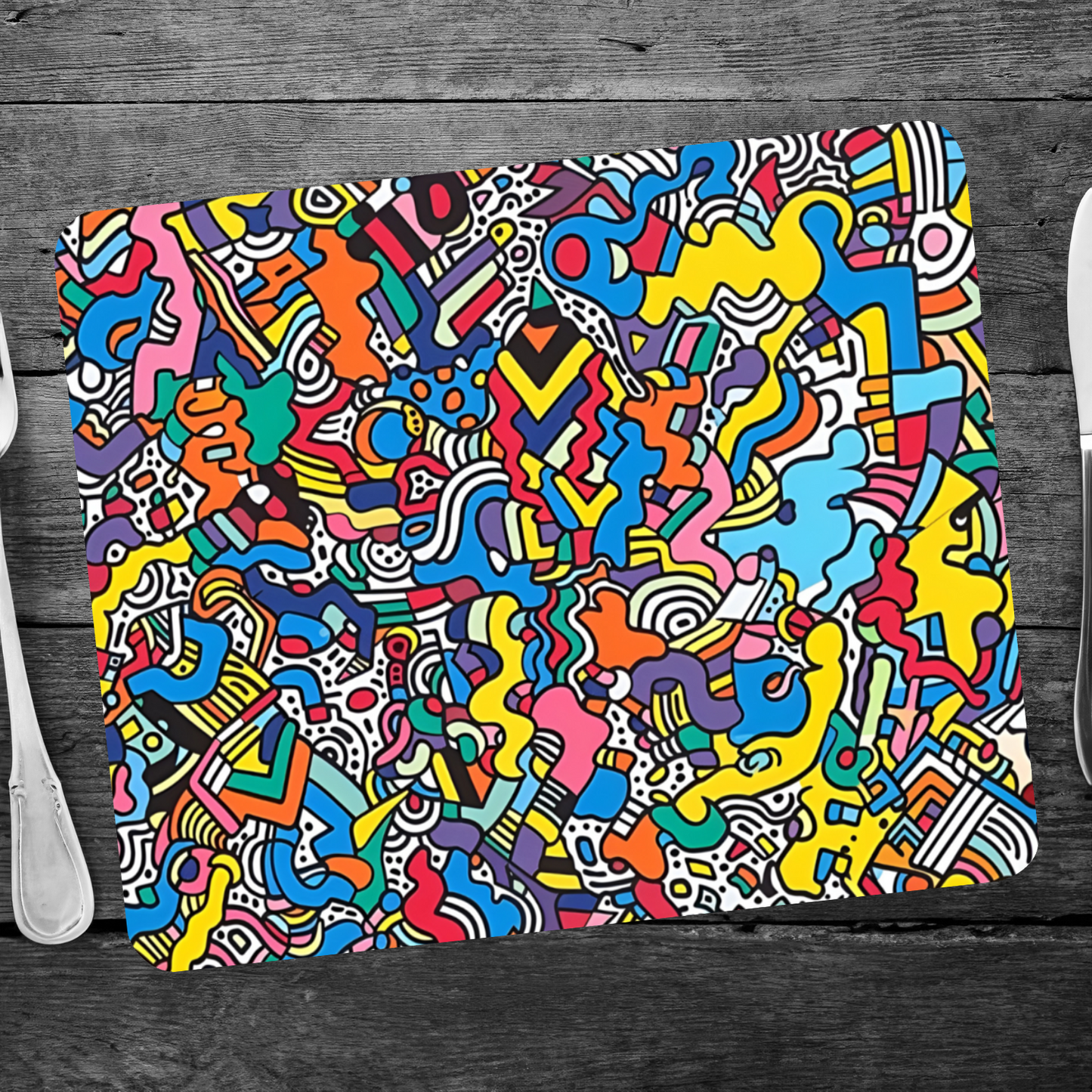 Geometric Vibrance Wooden Placemat